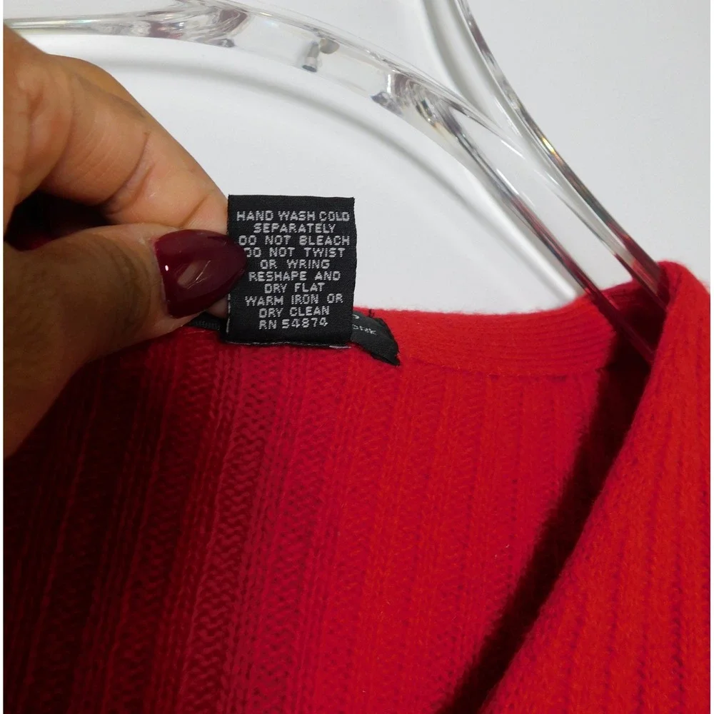 Vintage The Limited Red Lambswool Blend Cable Knit V-Neck Cardigan Sweater S